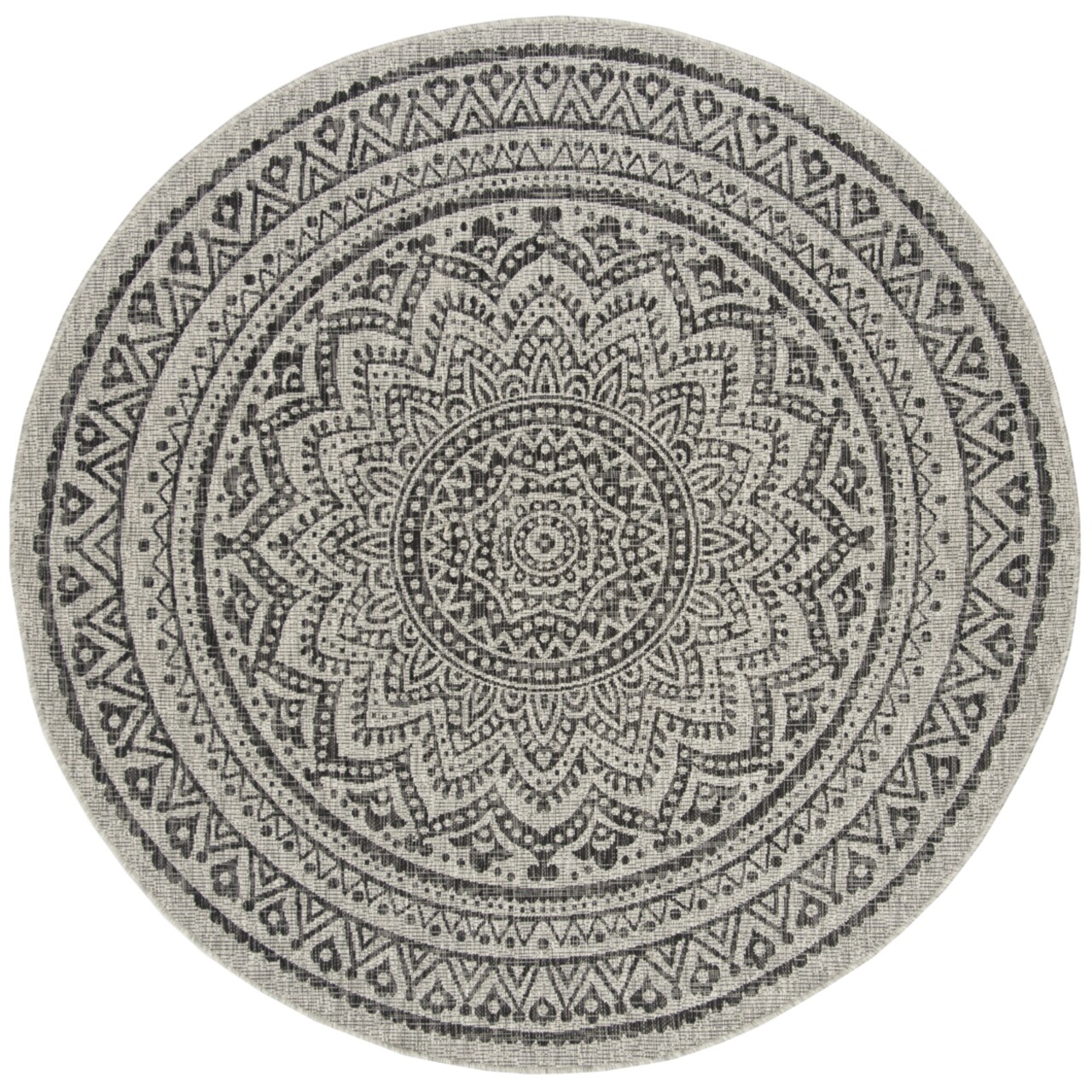 Safavieh Outdoor Cy8734-37612 Courtyard Light Grey / Black Rug Area Rug Carpet